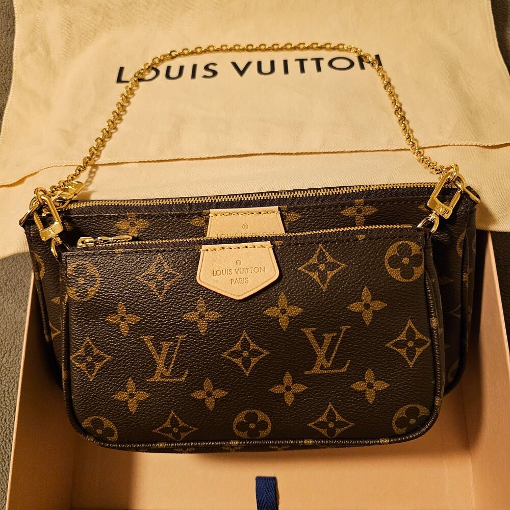 Louis Vuitton Multi Pochette Accessoires 2 pouches with Gold Chain "NWT"
